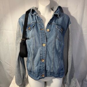 Cisono Denim Jacket with Hoodie Sleeves Gray | Women’s 2X (or oversized large)